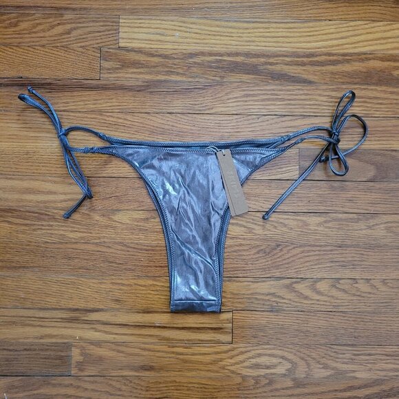 NWT SKIMS | Metallic Swim Tie Bikini Bottom | Sz. L - Picture 2 of 8